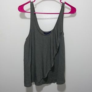 American eagle olive green tank top with extra layer in the front